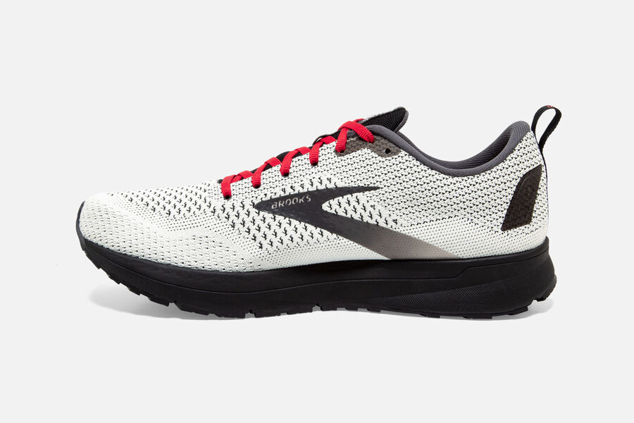 Brooks Running Shoes Mens White/Black/Red - Revel 4 Road - 8356-DRKYG